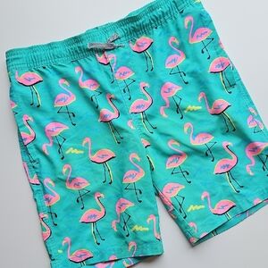 Departwest Teal And Pink Flamingo Print Swim Shorts L